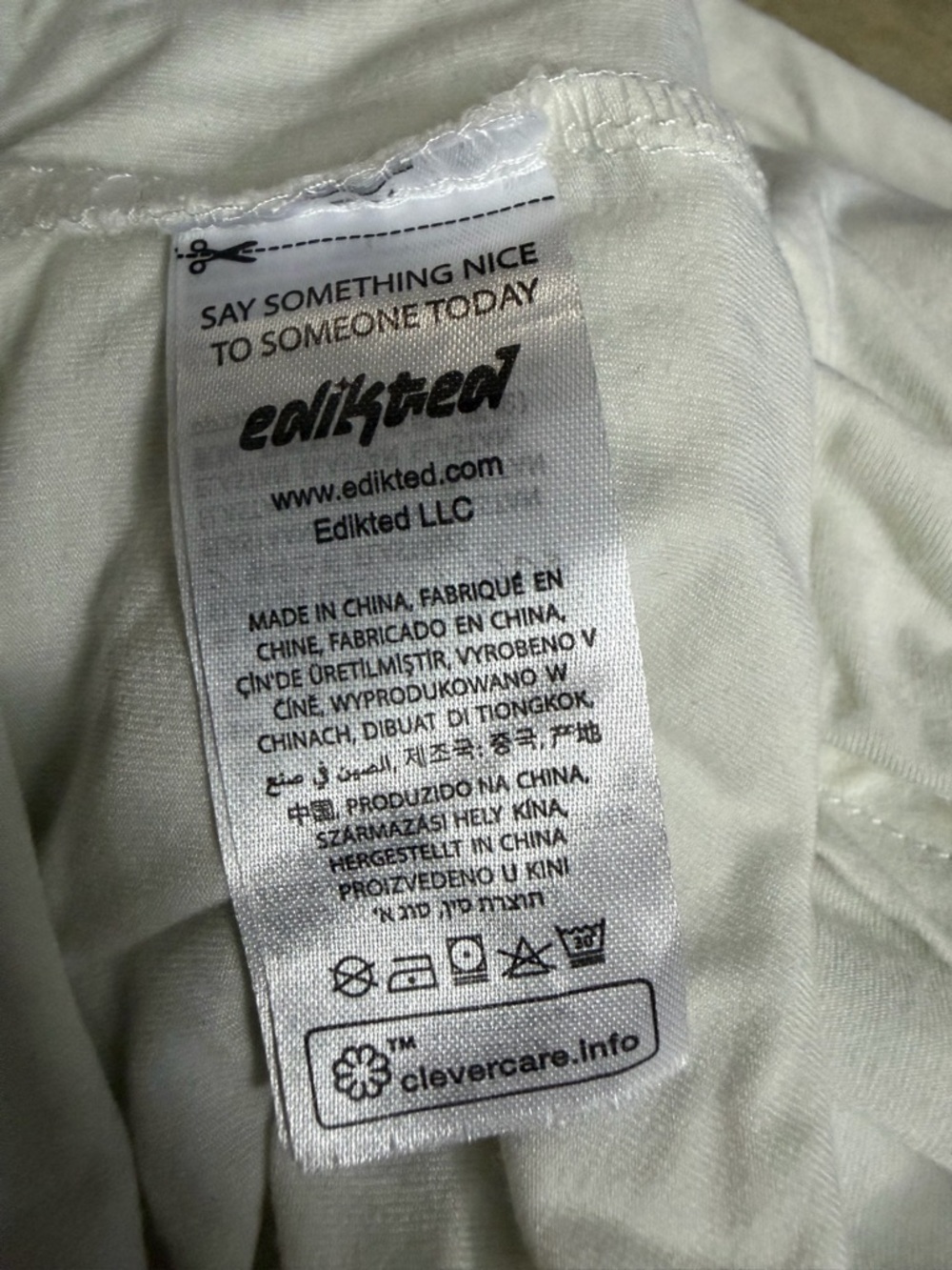 EDIKTED White Off-The-Shoulder Fold Over Drawstring Top Size S - Picture 8 of 10
